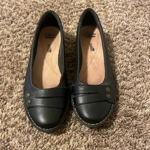 Clark’s Black Leather Pegg Abbie Women Dress Shoes SZ 8.5
